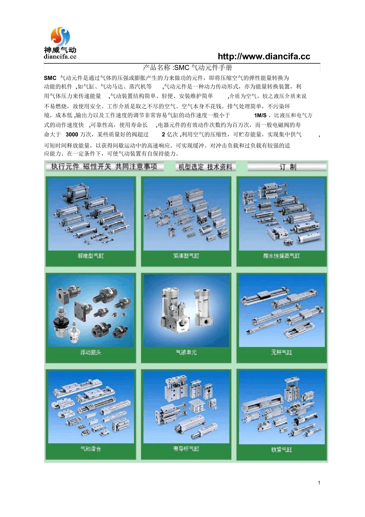 SMC气动元件手册