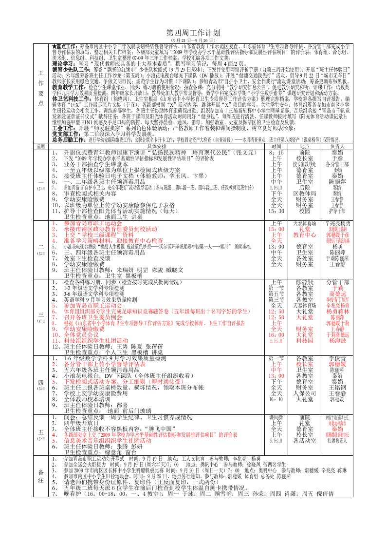 第四周工作计划