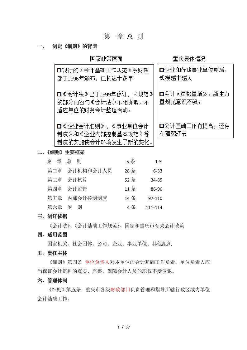 会计工作规范实施细则