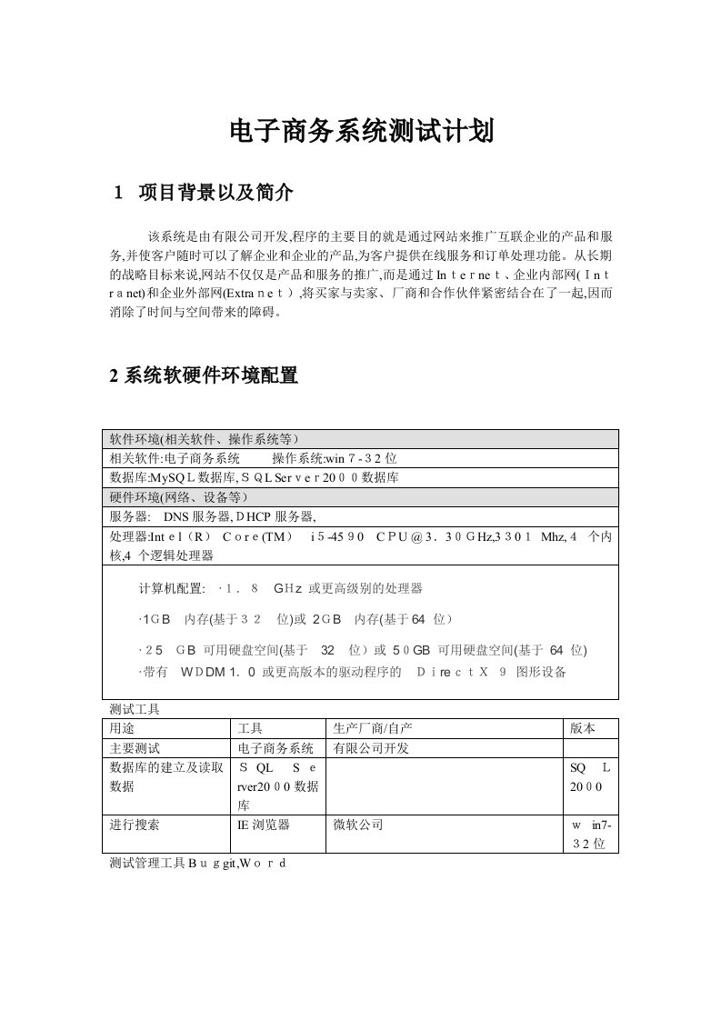 电子商务系统测试计划