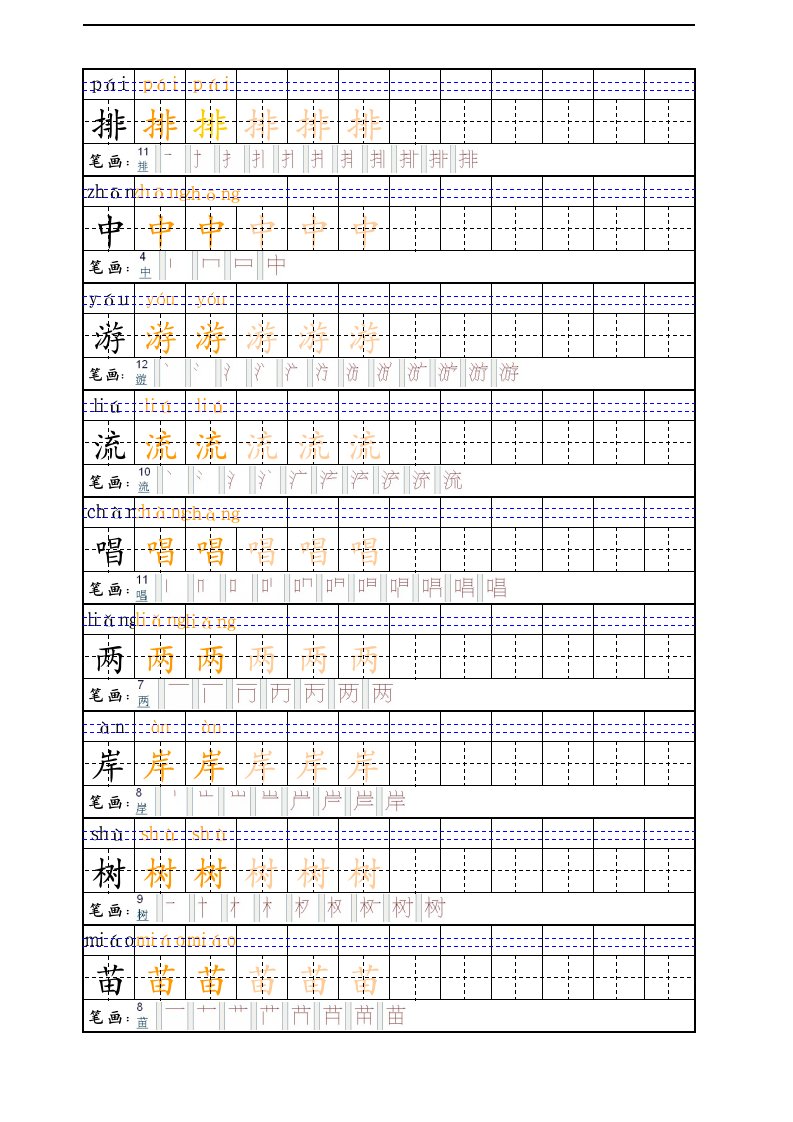 田字格拼音模版、自制描红字帖-拼音及笔顺