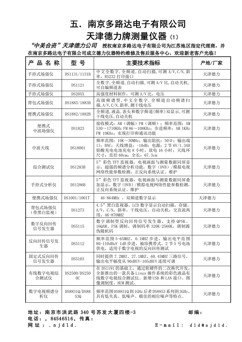 电子行业-天津市腾文电子有限公司仪器报价表