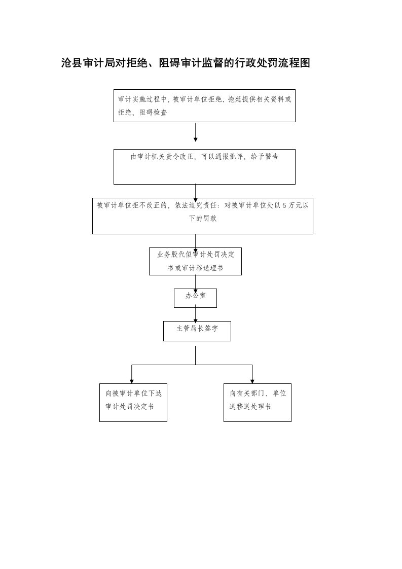 沧县审计局对拒绝,阻碍审计监督的行政处罚流程图