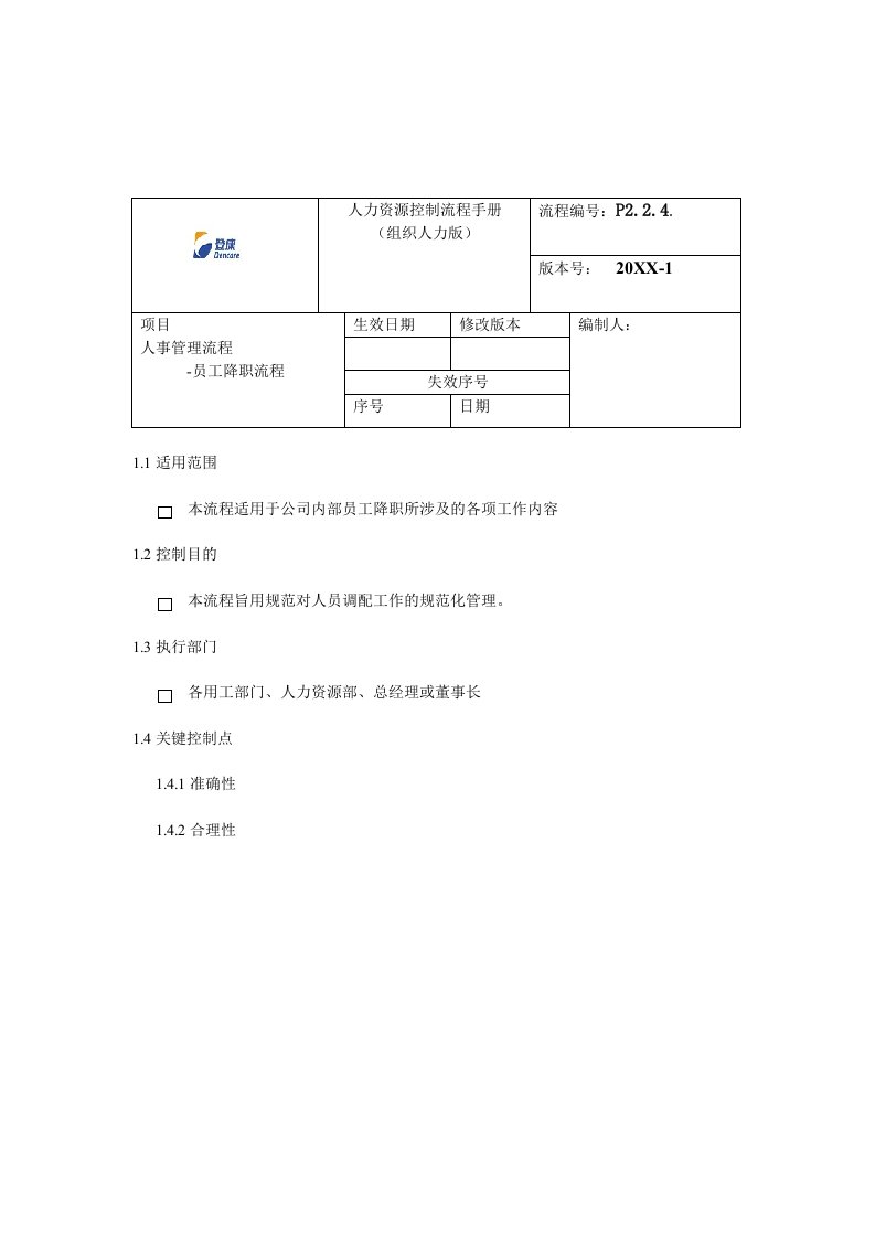 流程管理-员工降职流程