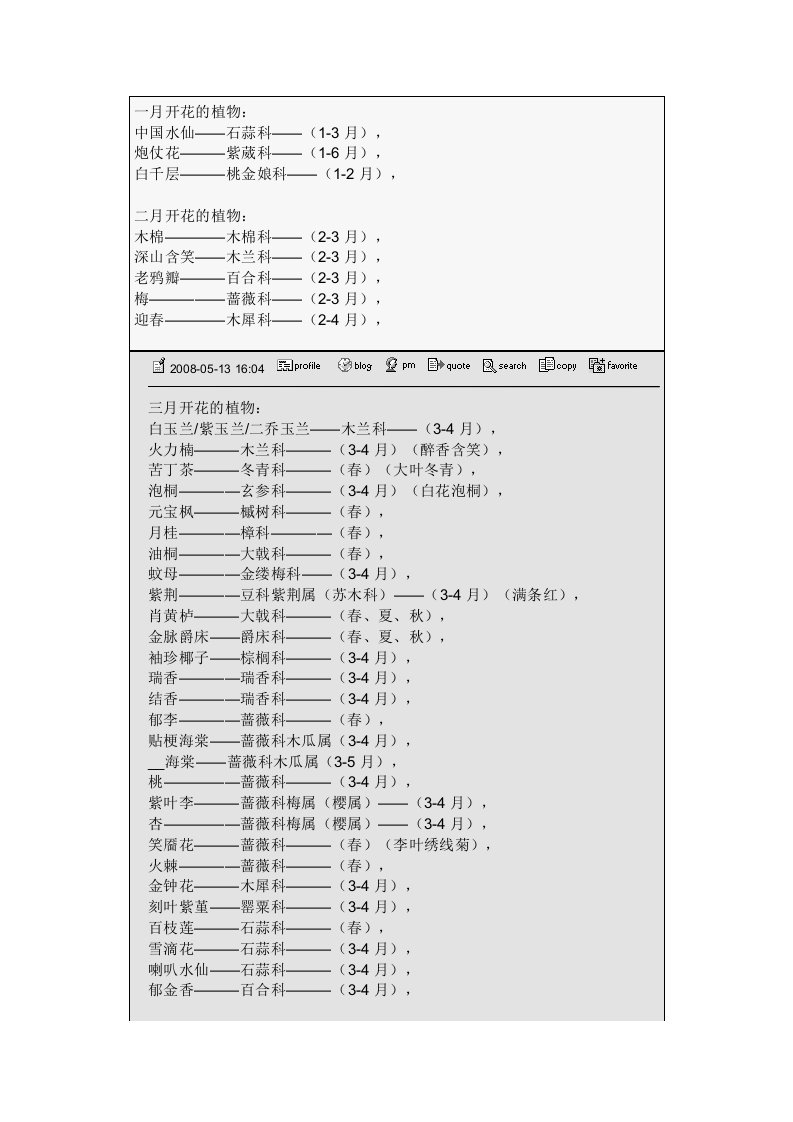 各科植物名称花季汇总