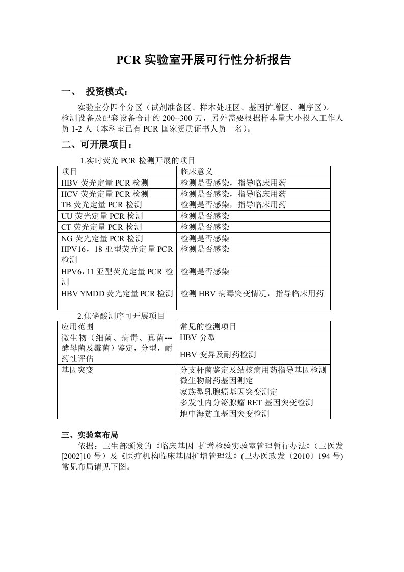 PCR实验室可行性分析报告2