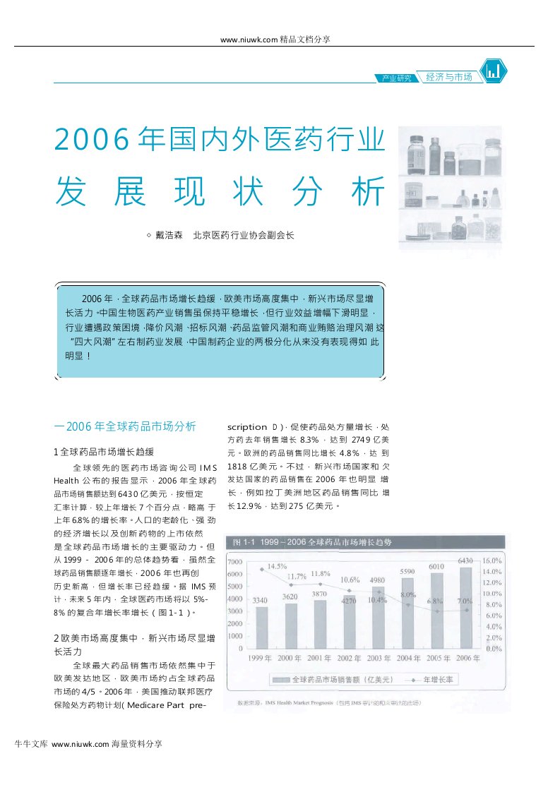 国内外医药行业发展现状分析