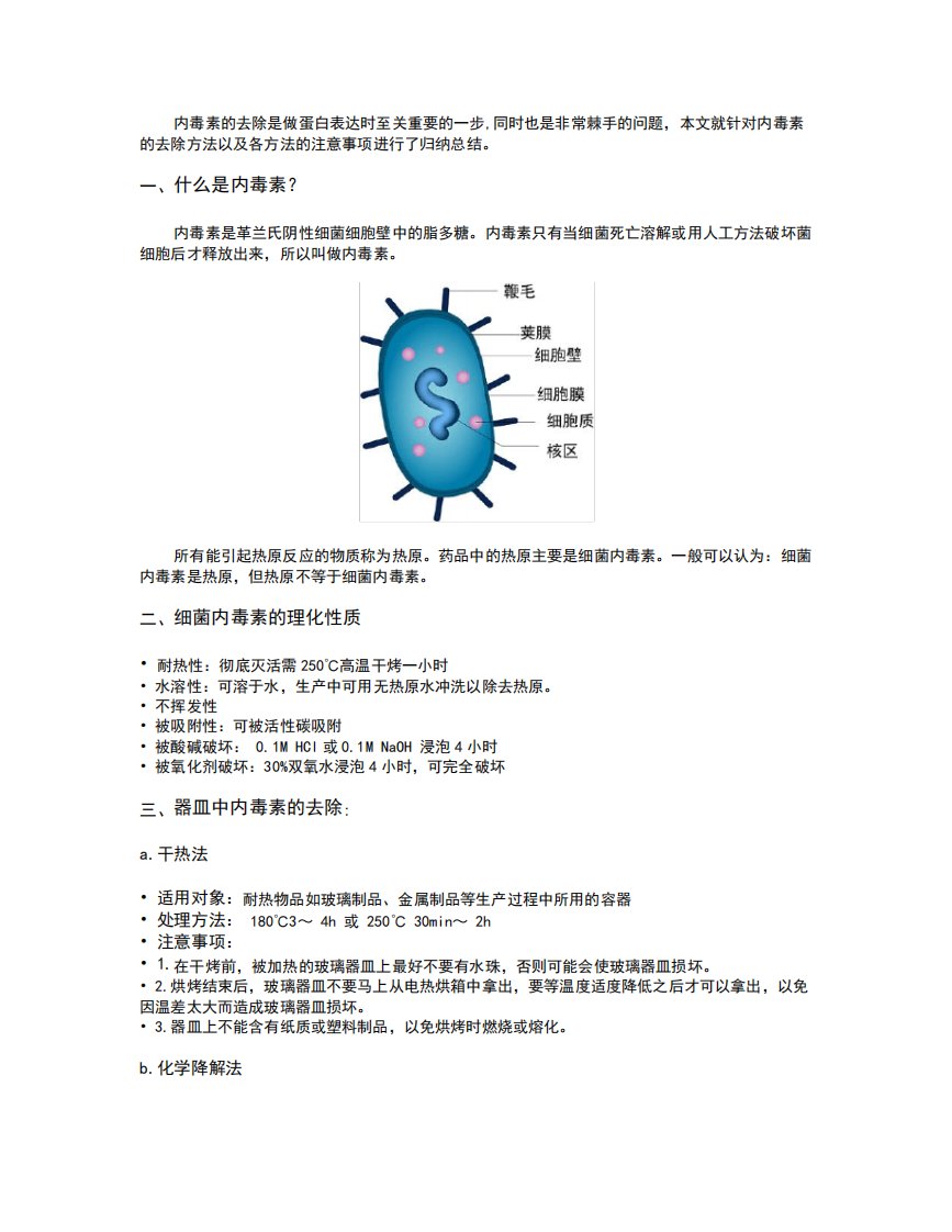 去除内毒素的方法总结