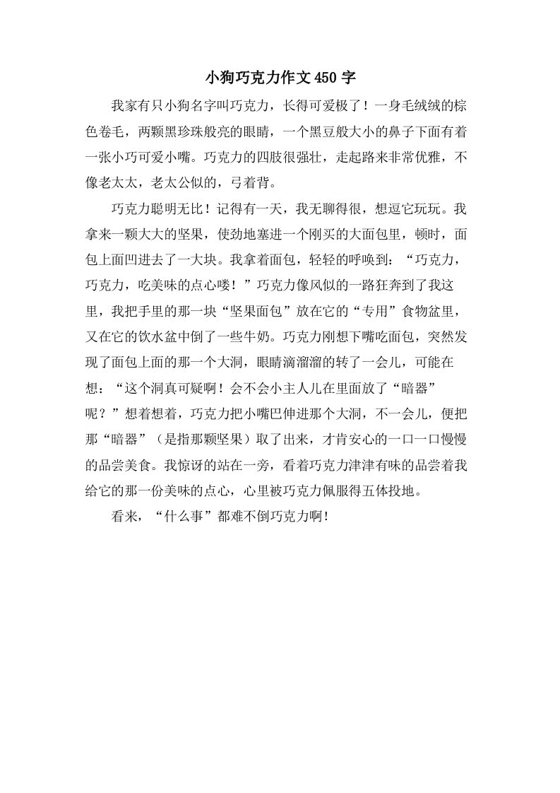 小狗巧克力作文450字