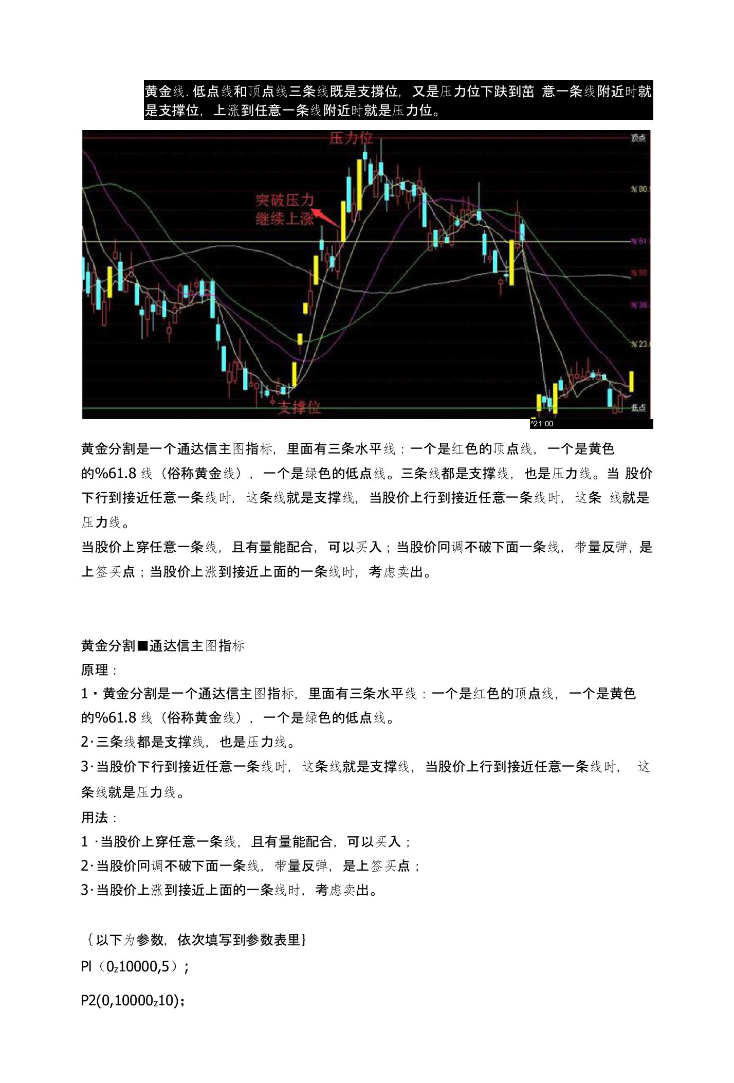 最牛B的黄金分割线有整套操作流程通达信指标公式源码