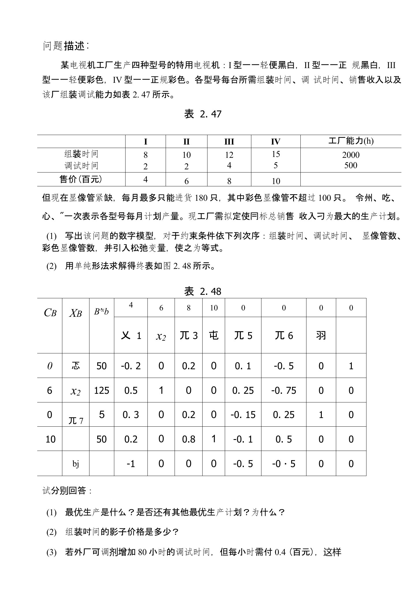 运筹学案例——QSB解线性规划应用题