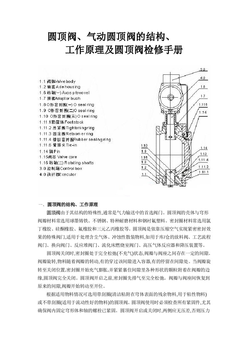 圆顶阀、气动圆顶阀的结构、工作原理及圆顶阀检修手册