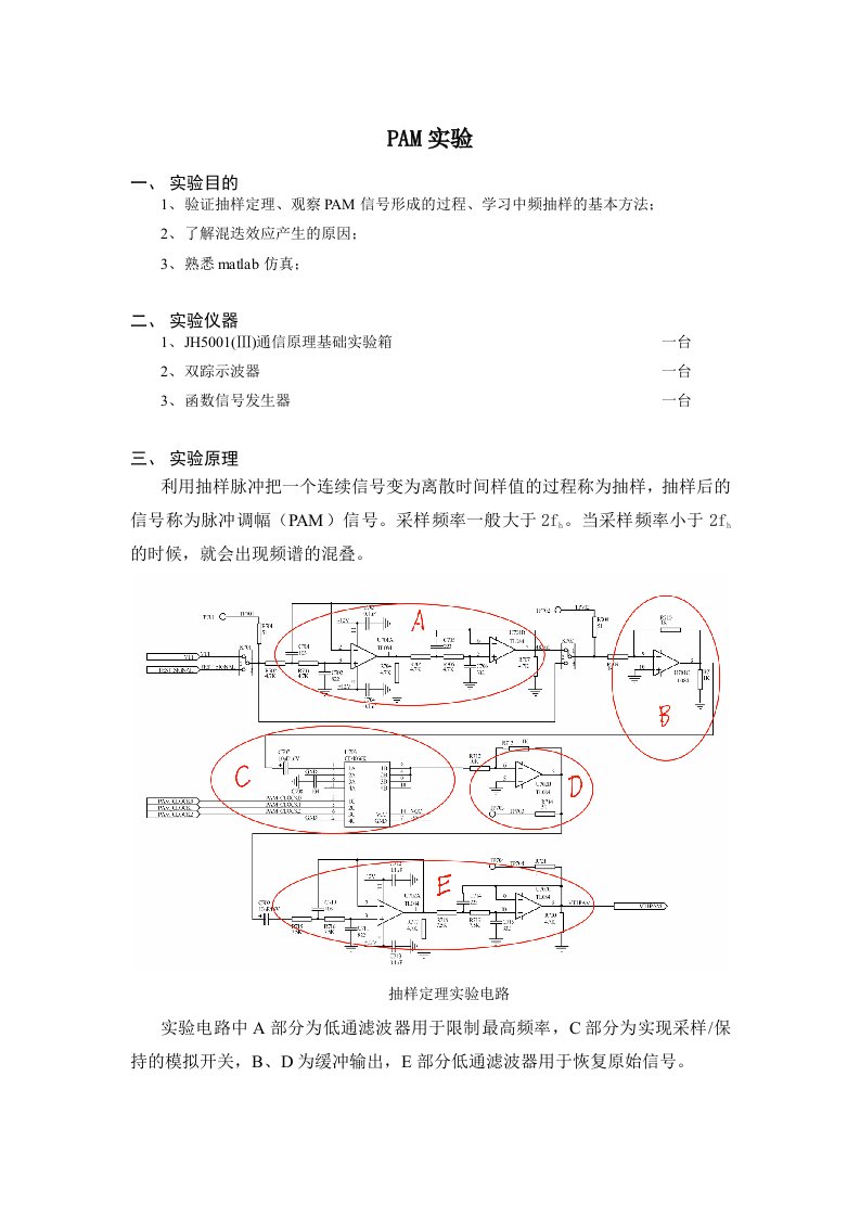 通信原理实验报告PAM实验