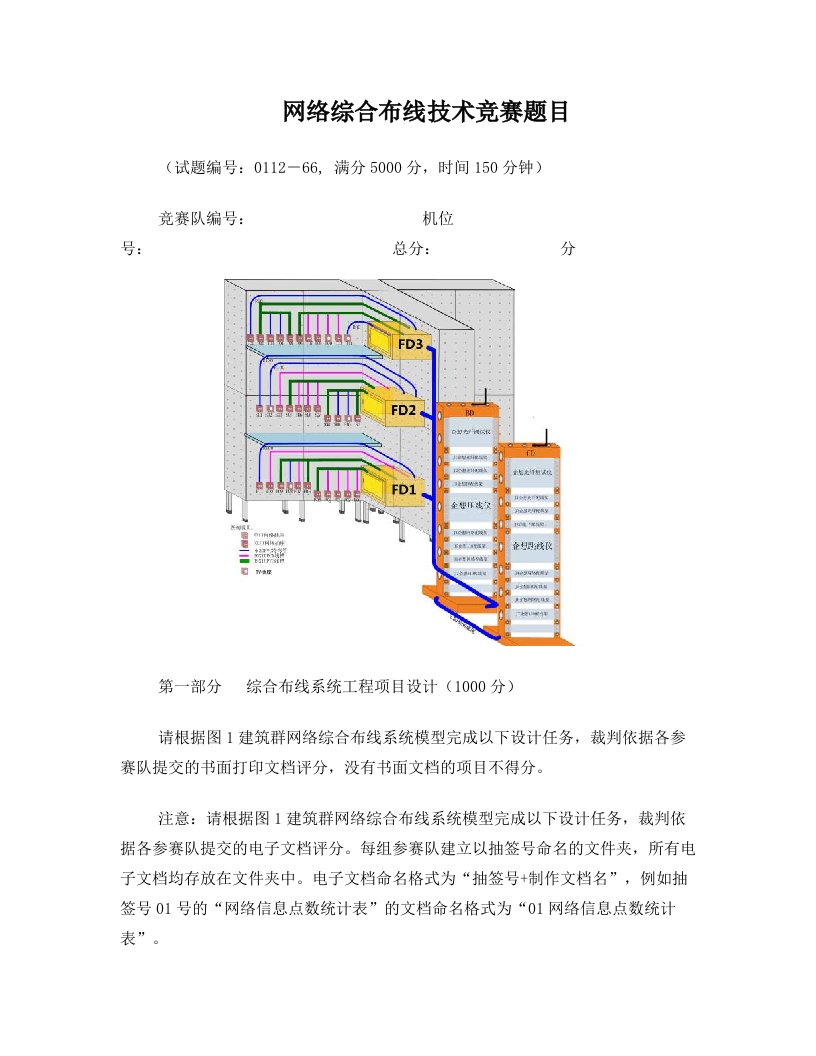 网络综合布线技能大赛试题-0121