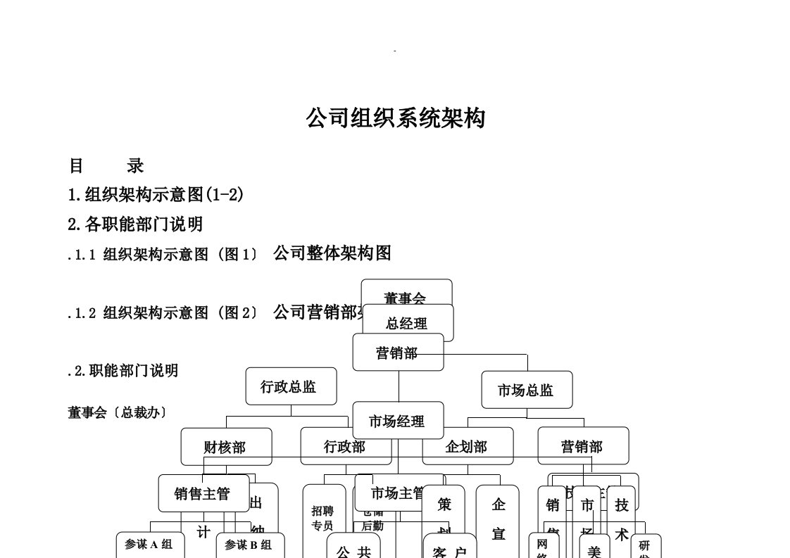 公司组织架构图及说明