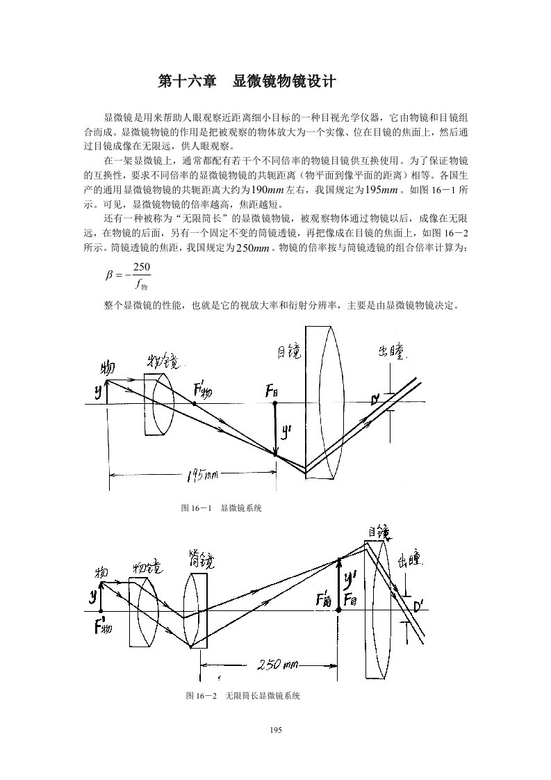 光学设计第16章显微镜物镜设计