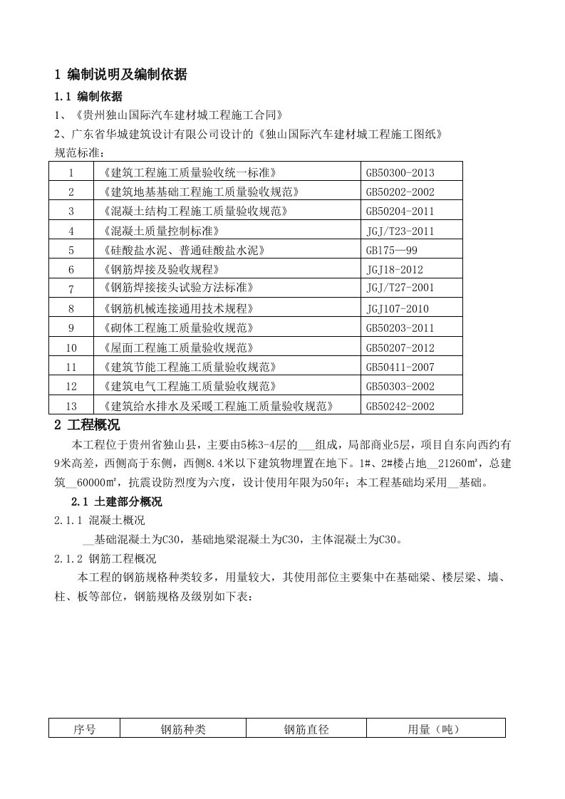 检验批划分及检验试验方案编制