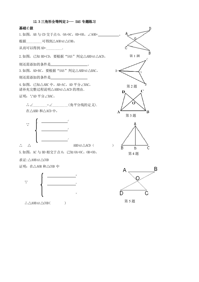 2全等三角形SAS专题练习