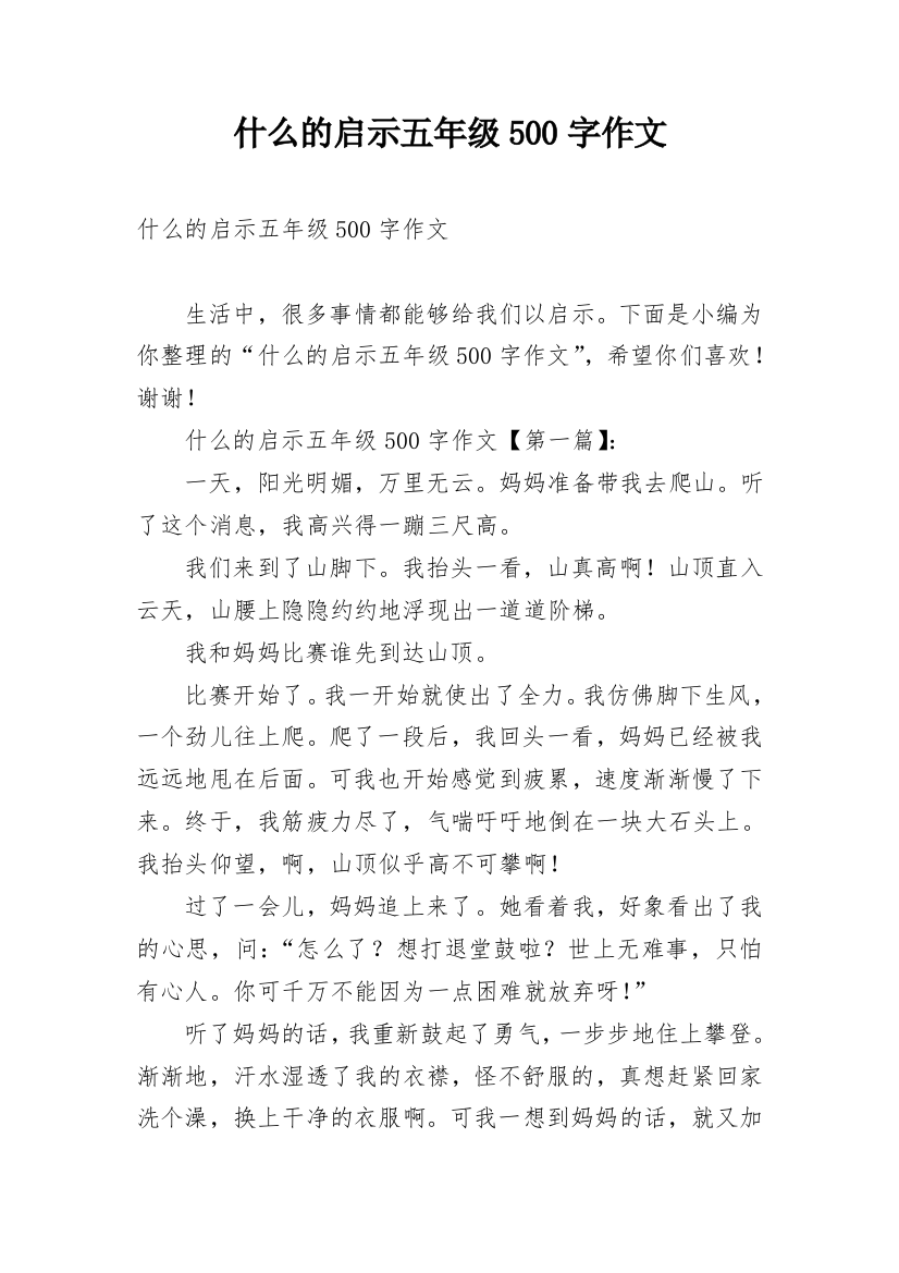 什么的启示五年级500字作文