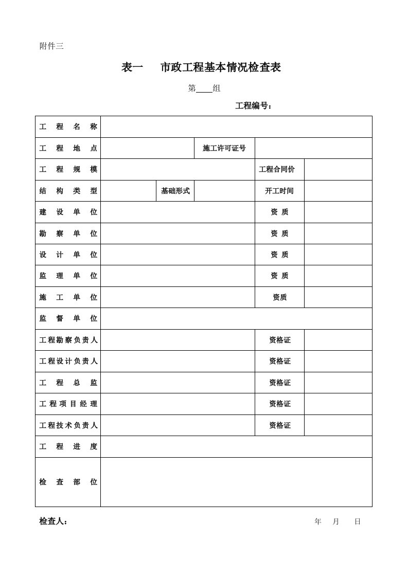 市政工程检查表