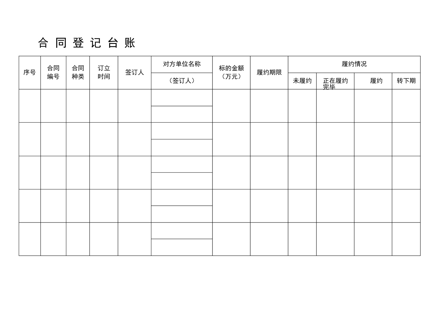 守合同重信用单位合同管理台账样本