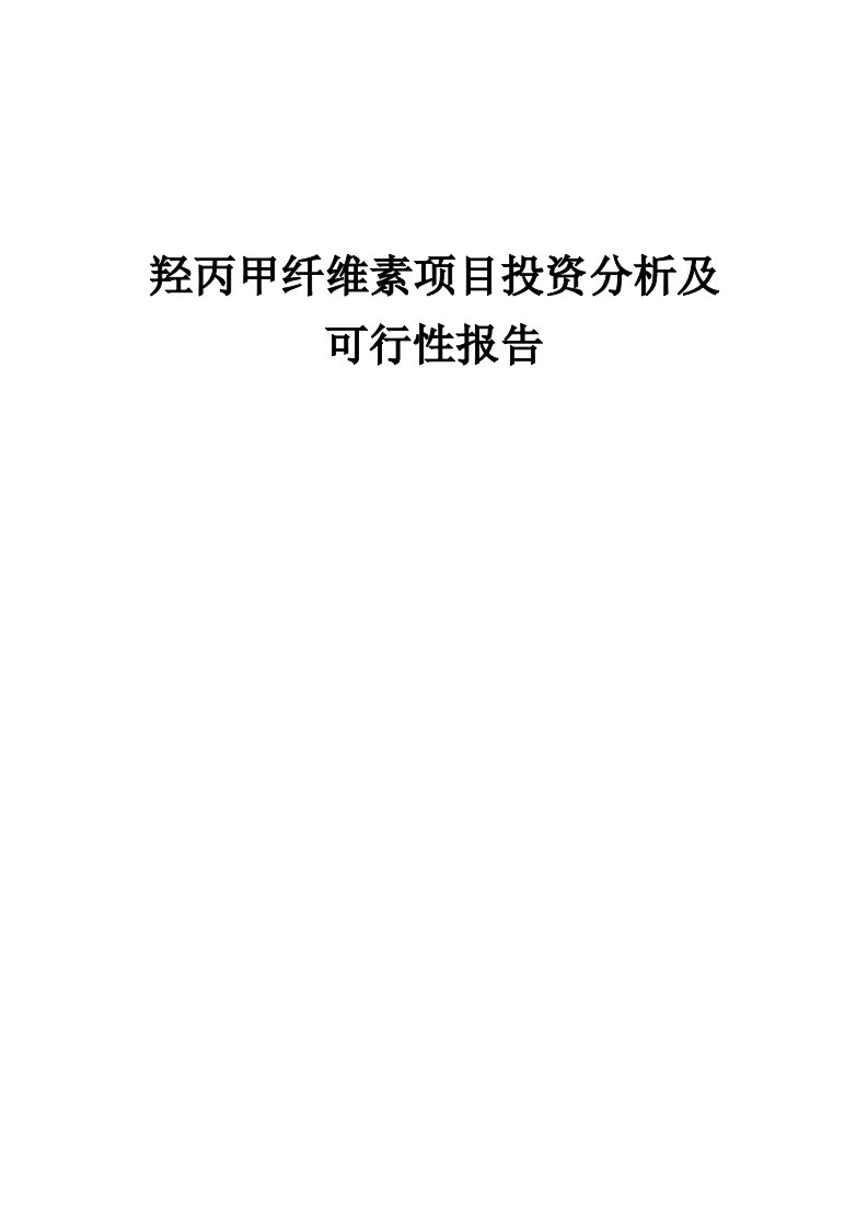 2024年羟丙甲纤维素项目投资分析及可行性报告