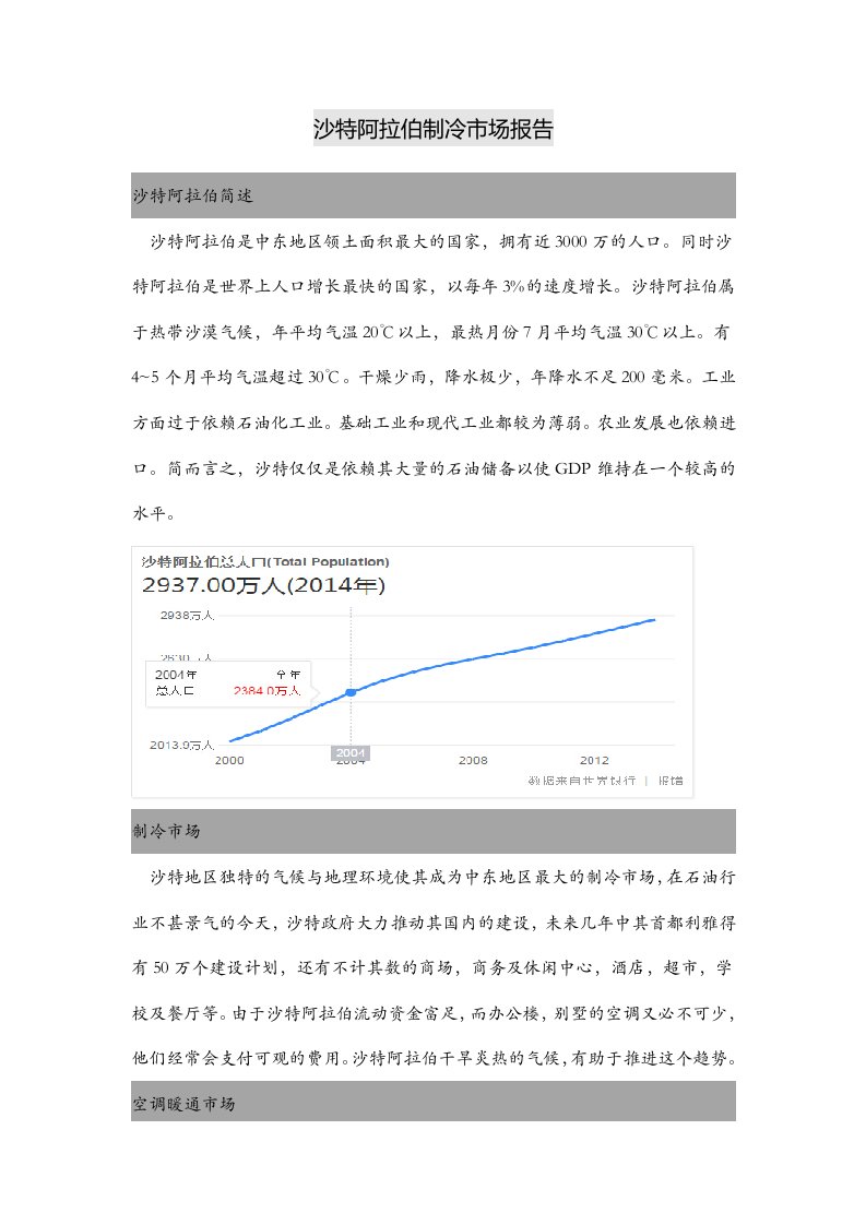 沙特制冷市场报告