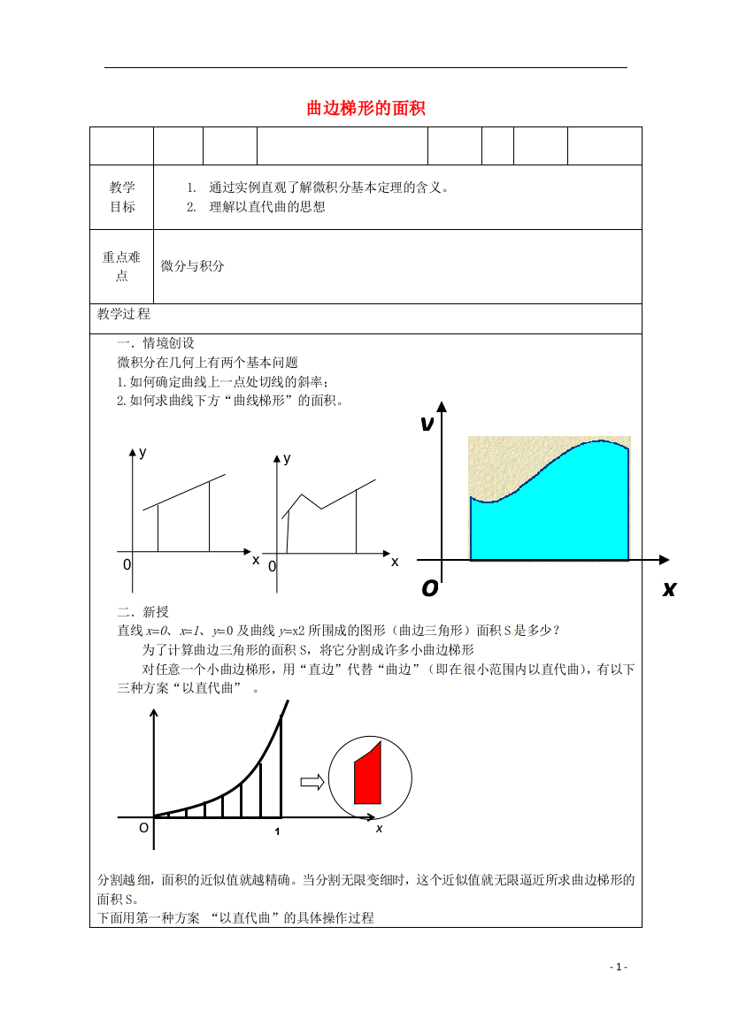 （中小学教案）重庆市万州分水中学高中数学《曲边梯形的面积》教案