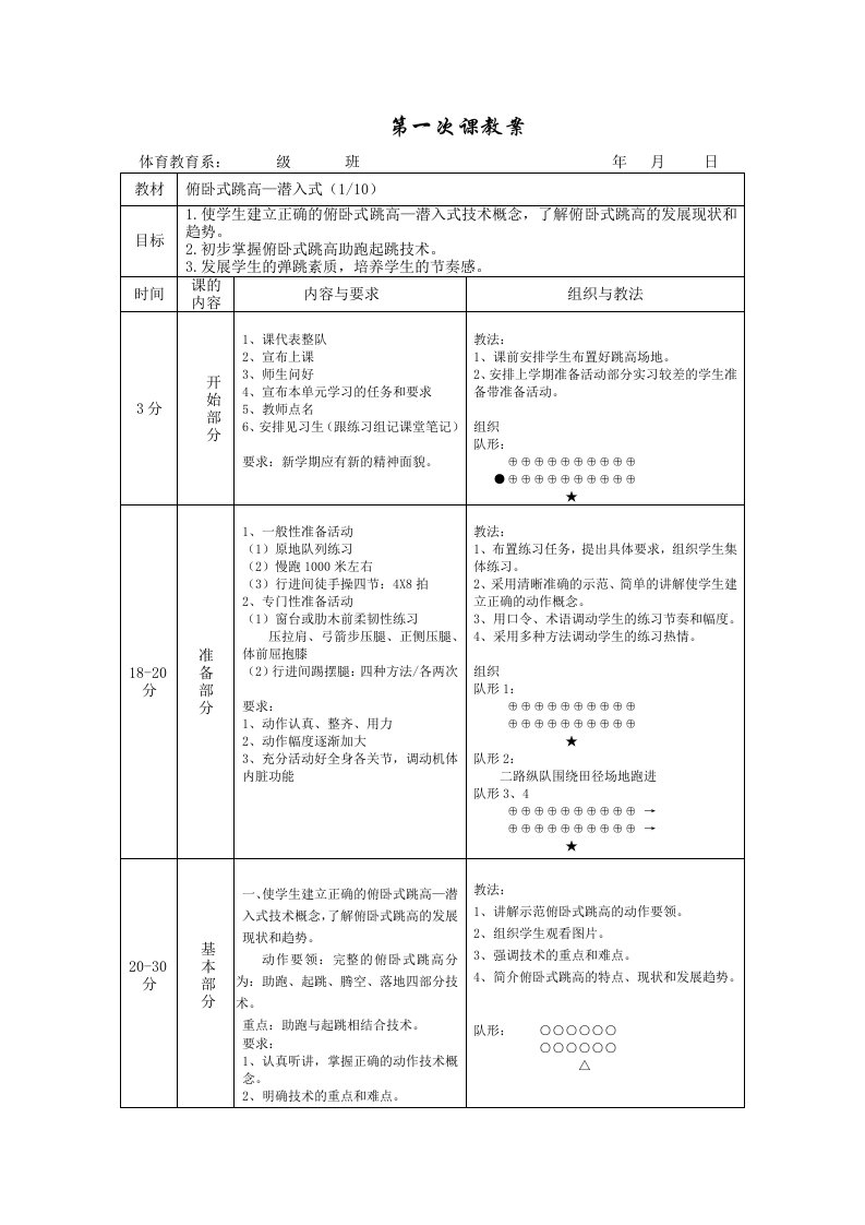 俯卧式跳高(完整教案)