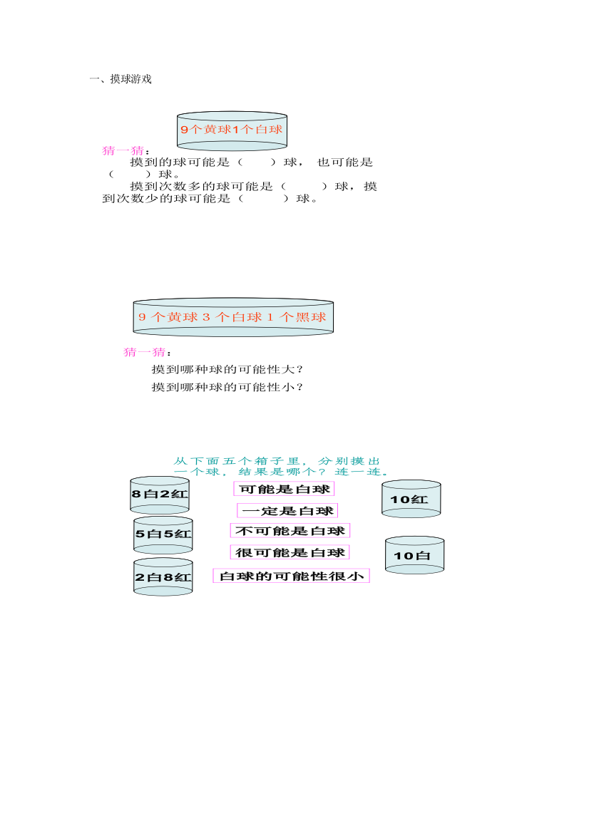 北师大版五年级数学上可能性大小知识点及练习