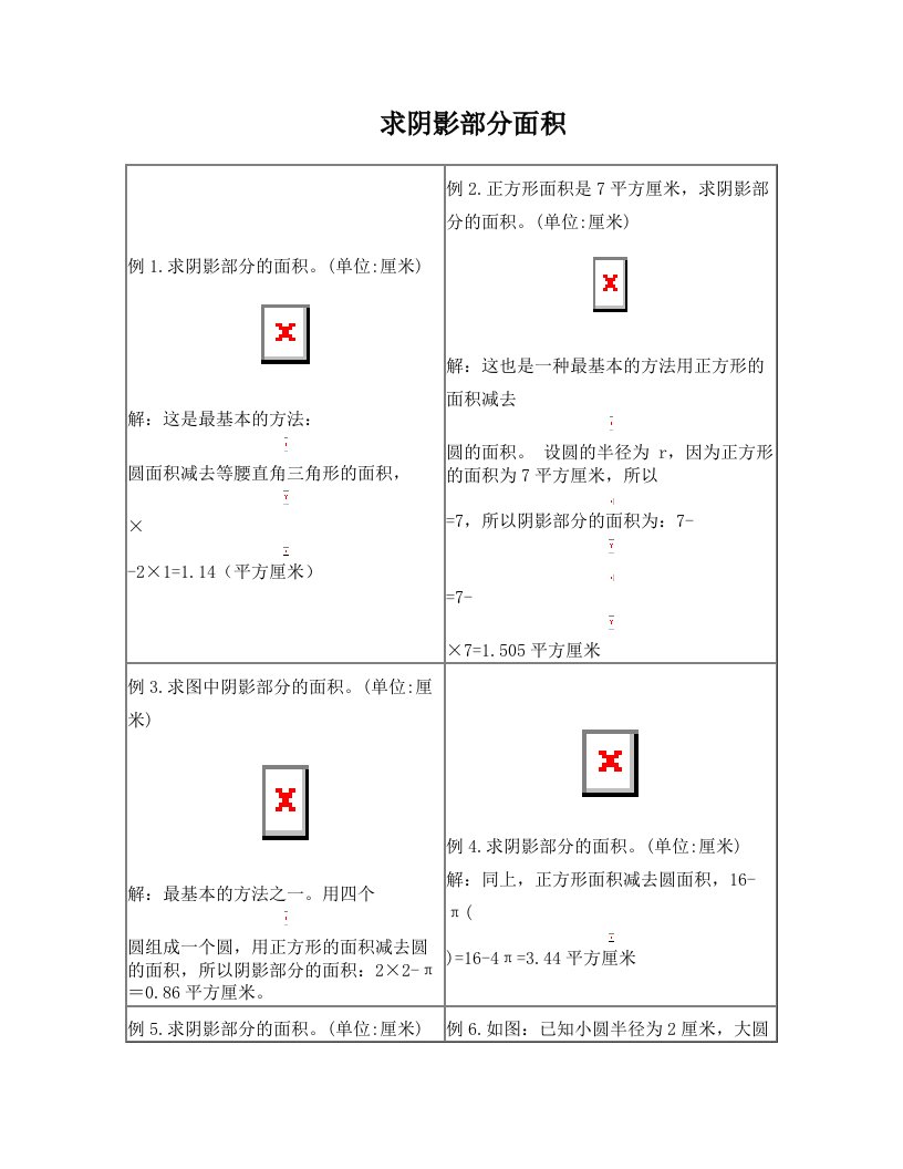 fsgAAA小学六年级求阴影部分面积试题和答案