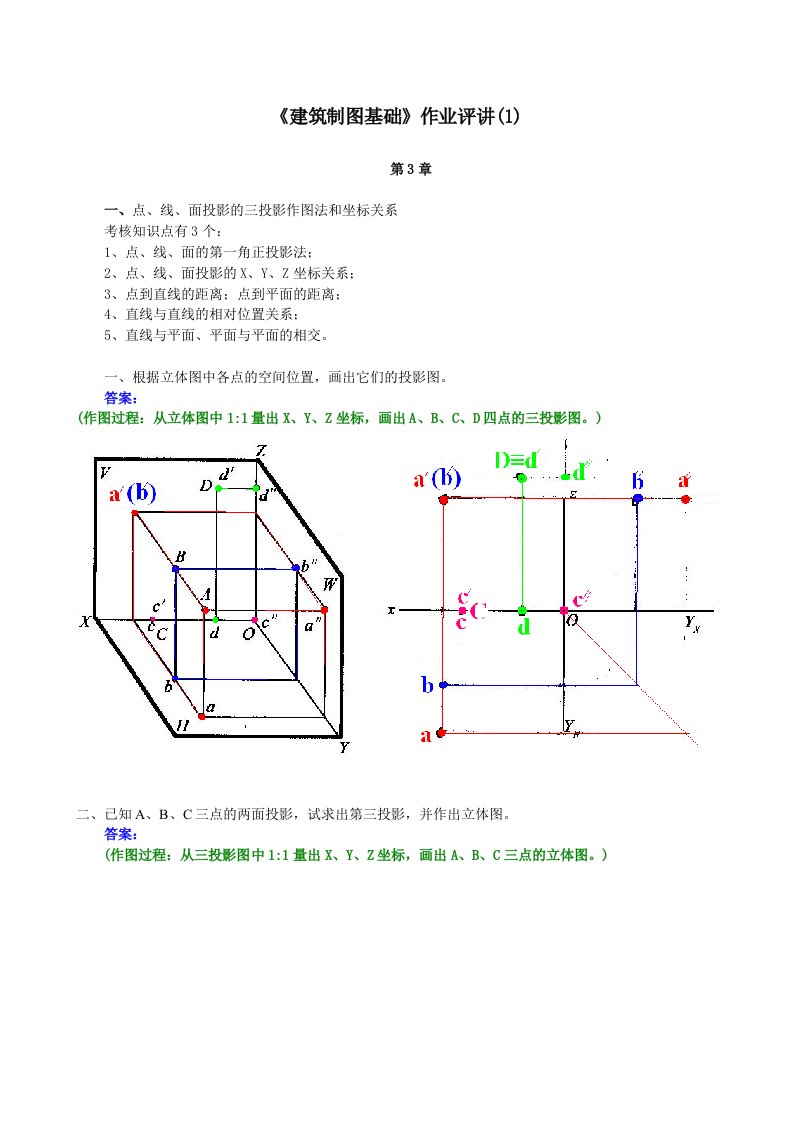 《建筑制图基础》平时作业评讲