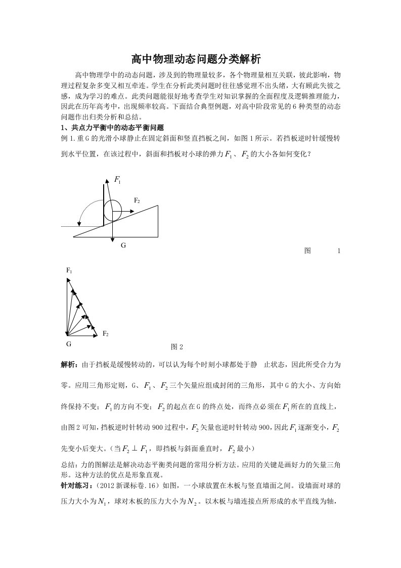 高中物理动态问题分类解析