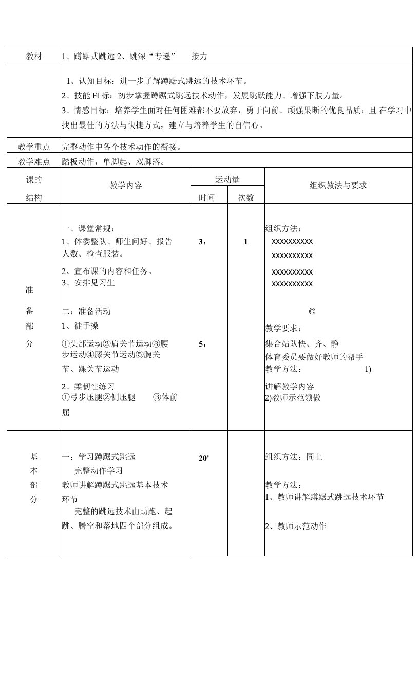 体育《蹲踞式跳远》教案