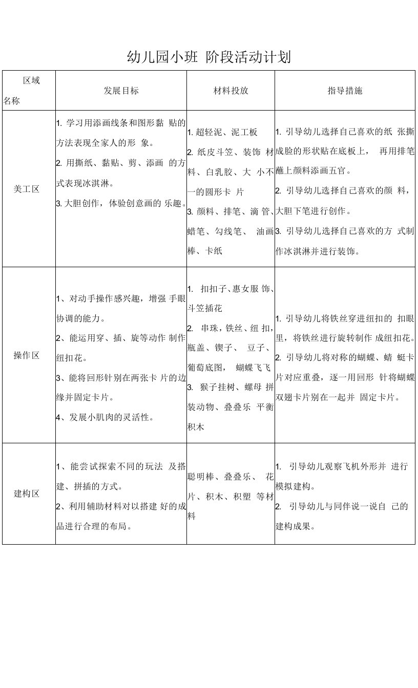 【幼儿园活动】阶段活动计划