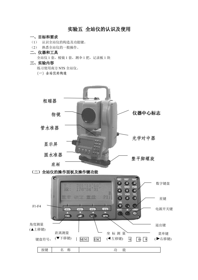 实验5-全站仪的认识及使用