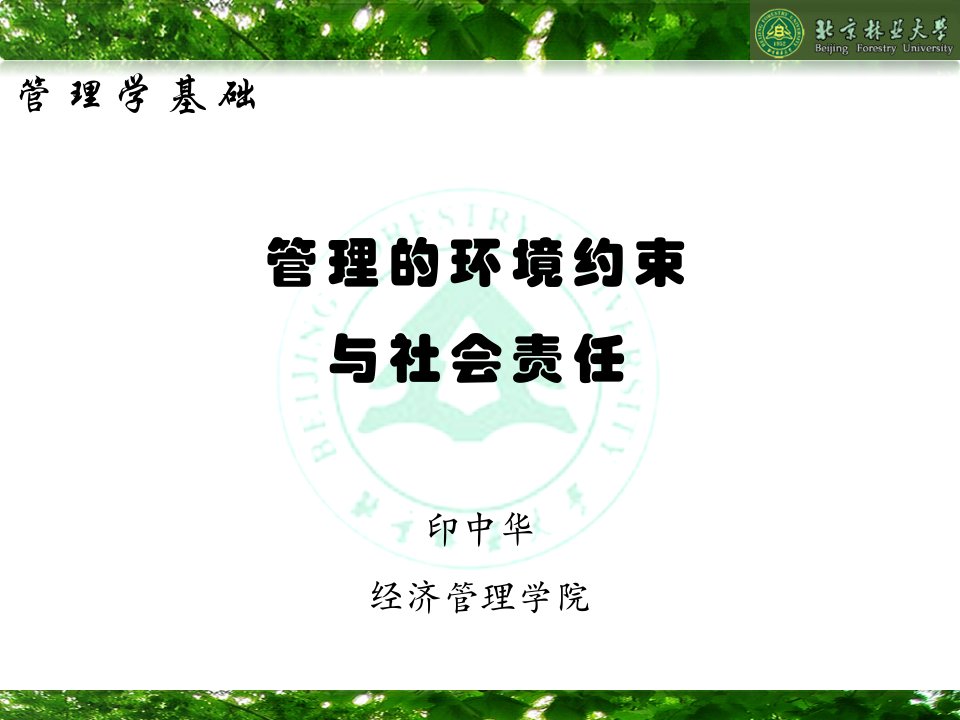 管理学基础33-管理的环境约束与社会责任