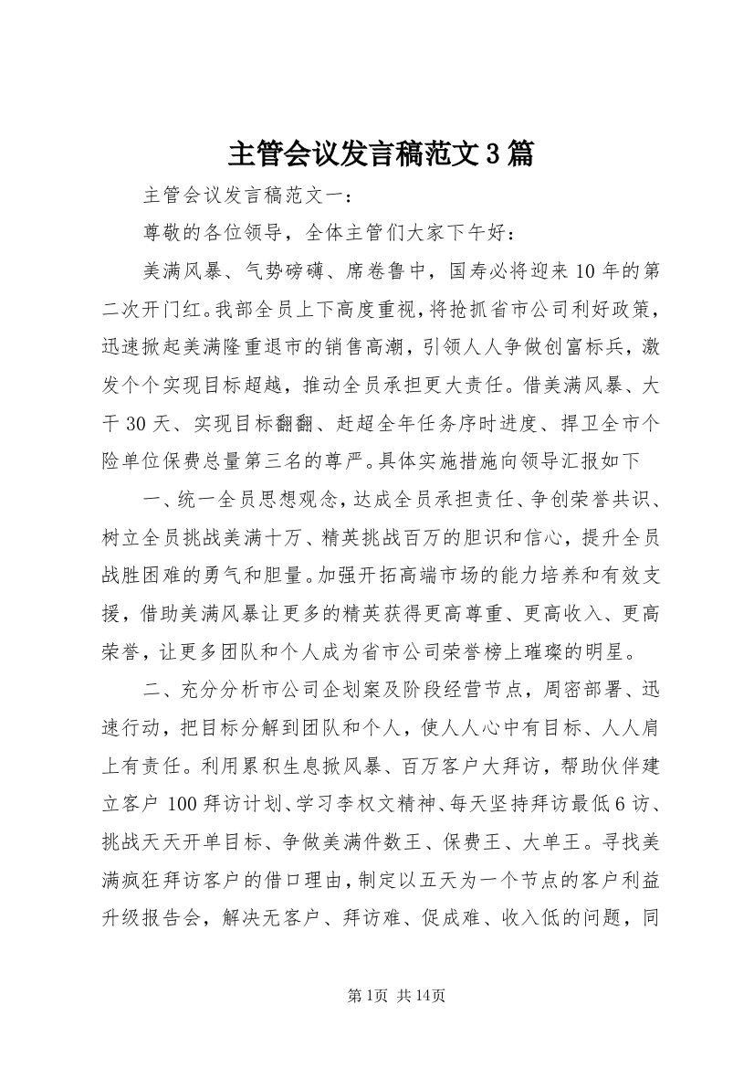 主管会议发言稿范文3篇