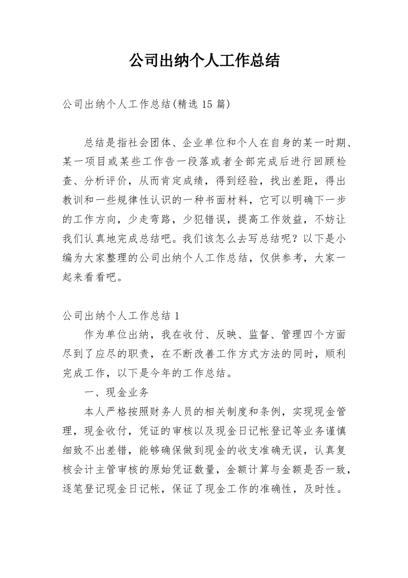 公司出纳个人工作总结_11