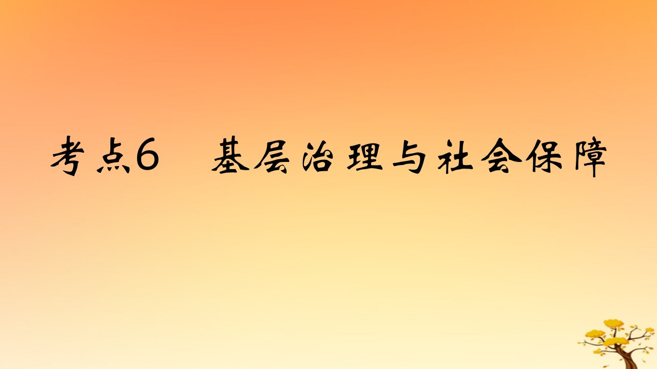 2025版高考历史一轮复习新题精练专题十三国家制度与社会治理考点6基层治理与社会保障基础知识课件