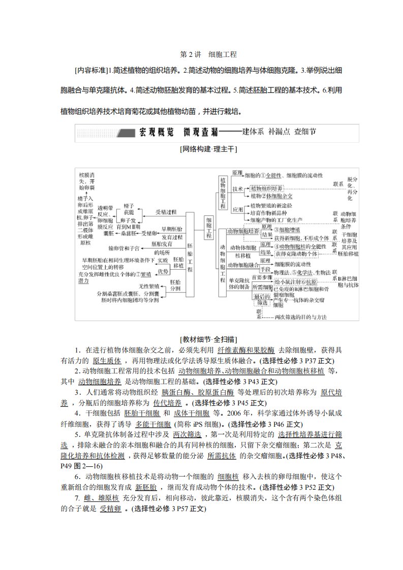 2023届高考生物二轮复习细胞工程学案