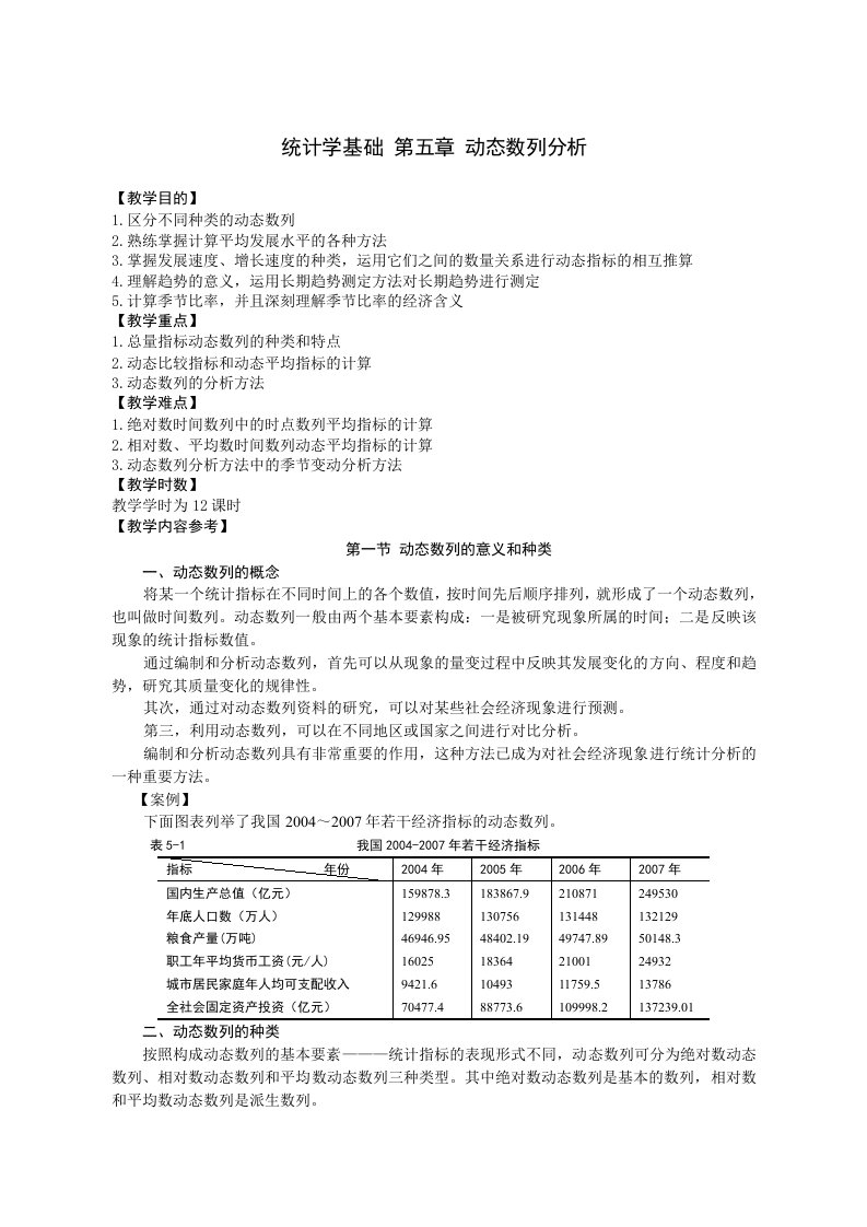 统计学基础第五章动态数列分析