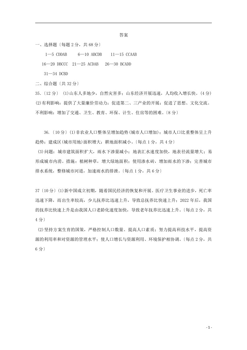 河南省平顶山市郏县2021-2022学年高一地理下学期第一次月考试题（扫描版）