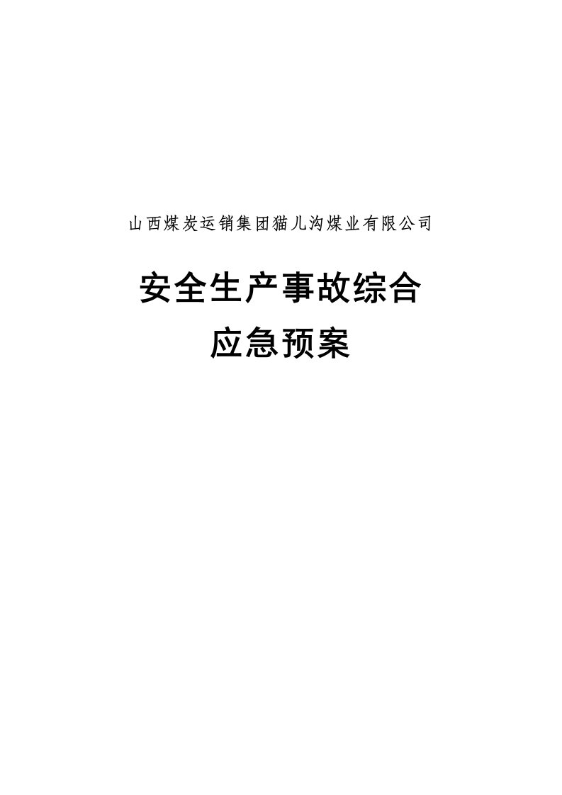 猫儿沟煤业有限公司安全生产事故应急预案