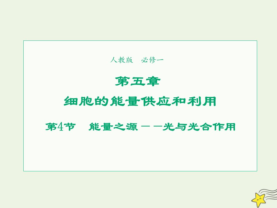 2021_2022学年高中生物第五章细胞的能量供应和利用第4节能量之源__光与光合作用1课件新人教版必修1