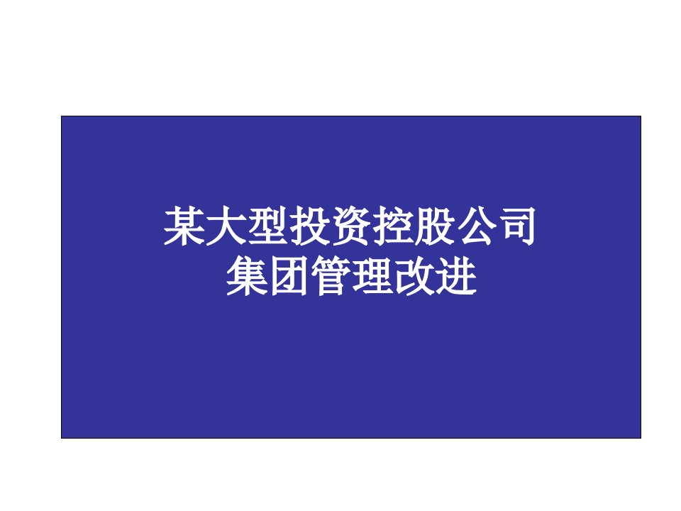 某大型投资控股公司集团管理改进