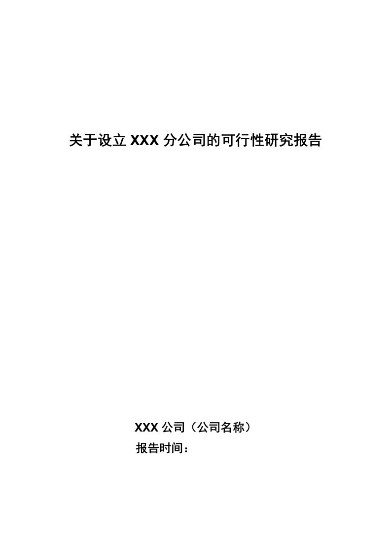 关于设立XXX分公司的可行性研究报告的模板