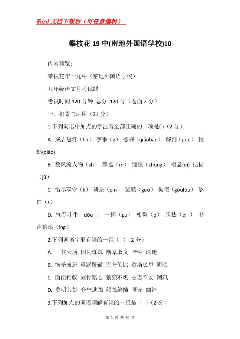 攀枝花19中密地外国语学校10