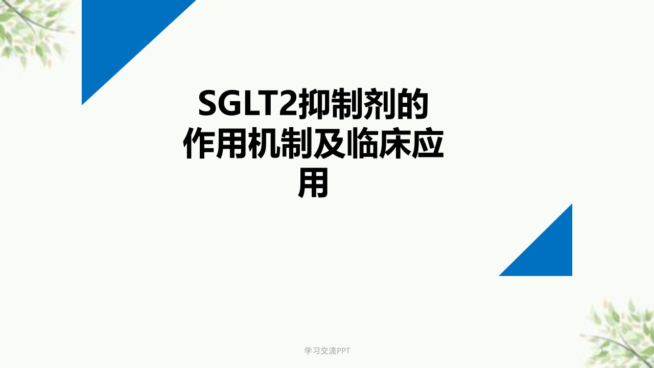 SGLT2抑制剂的作用机制及临床应用ppt课件