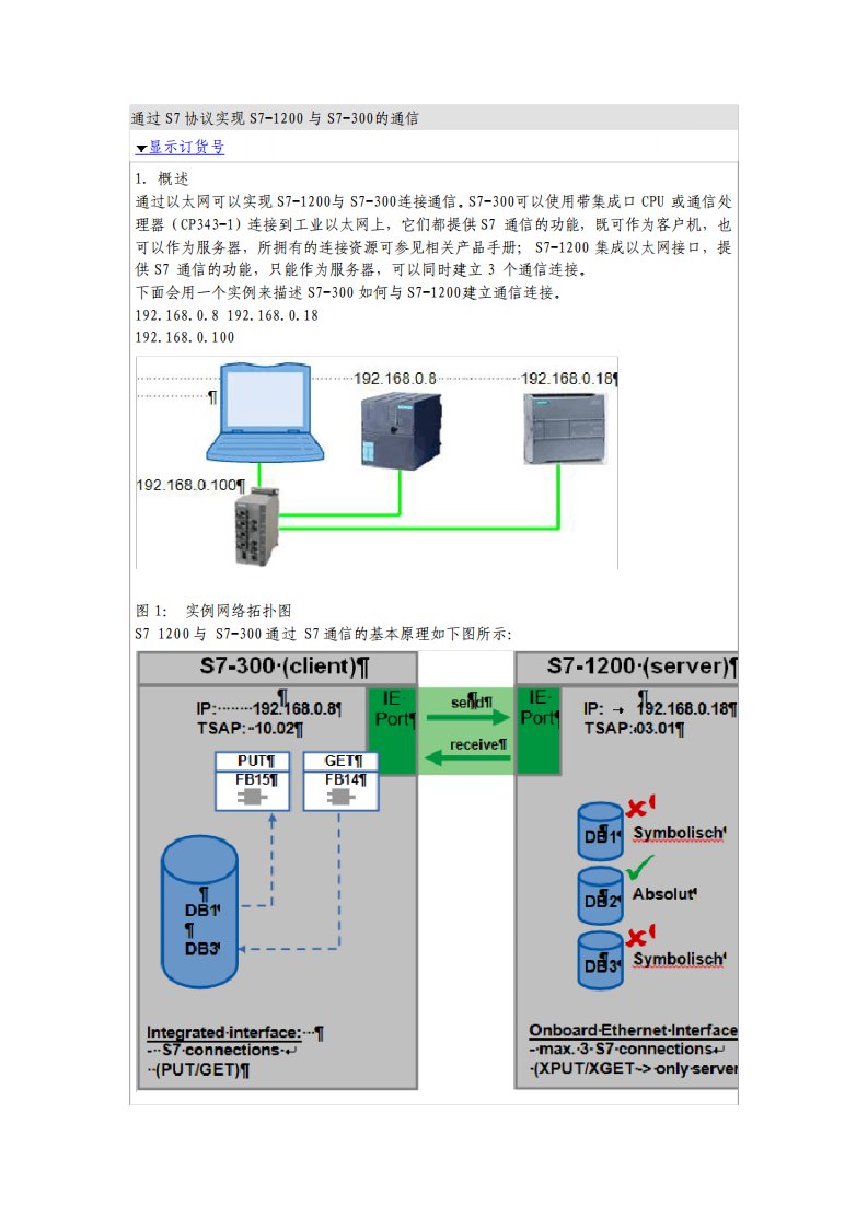 通过S7协议实现S71200与S7300的通信